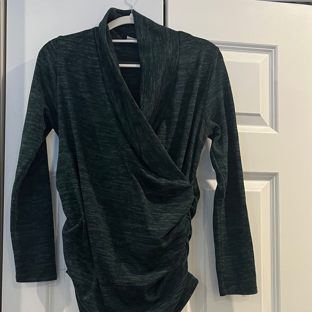 Dark Green Drape Front Expecting/Nursing Top